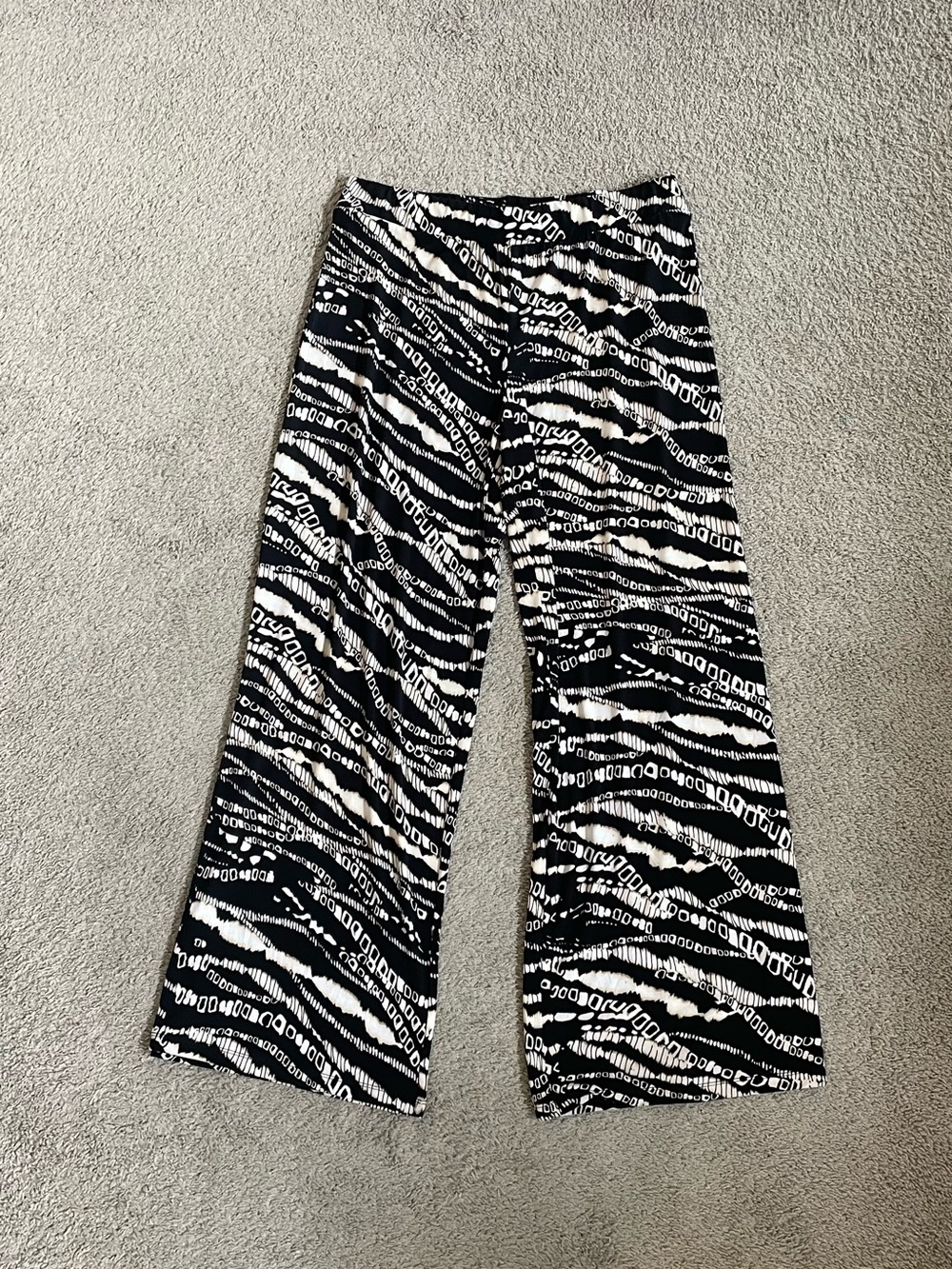 Cato Black & White Wide-Leg Zebra-Print Pants